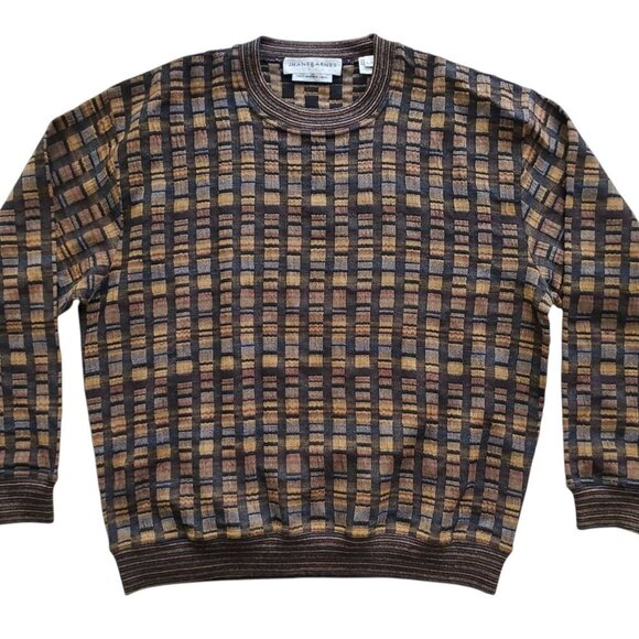 Jhane Barnes Vintage Wool Blend Coogi - Style Crewneck Flat Knit Sweater XL - Picture 4 of 14